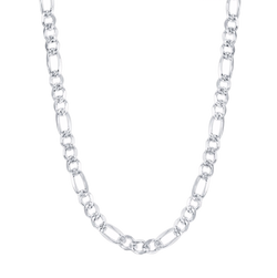 Sterling Silver 6.2mm Pave Figaro Chain - Rhodium Plated 20"