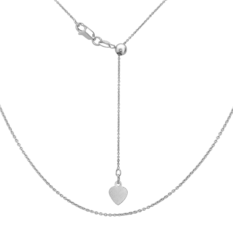 Sterling Silver Adjustable Rolo Chain - Rhodium Plated