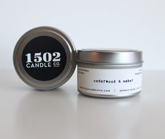 1502 Candle Co. | Cedarwood & Amber Candle - Travel Tin