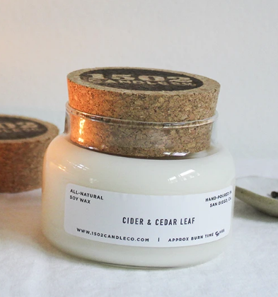 Cider & Cedar Leaf Soy Candle - 15 oz Apothecary Jar
