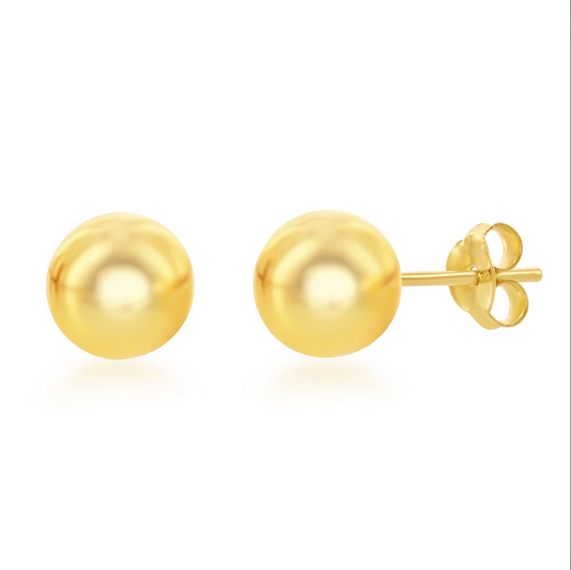Sterling Silver 8mm Bead Earrings - Gold Plated