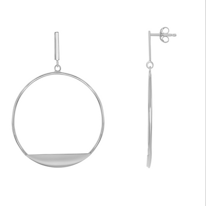 Sterling Silver Bar w/ Designed Hoop Earrings