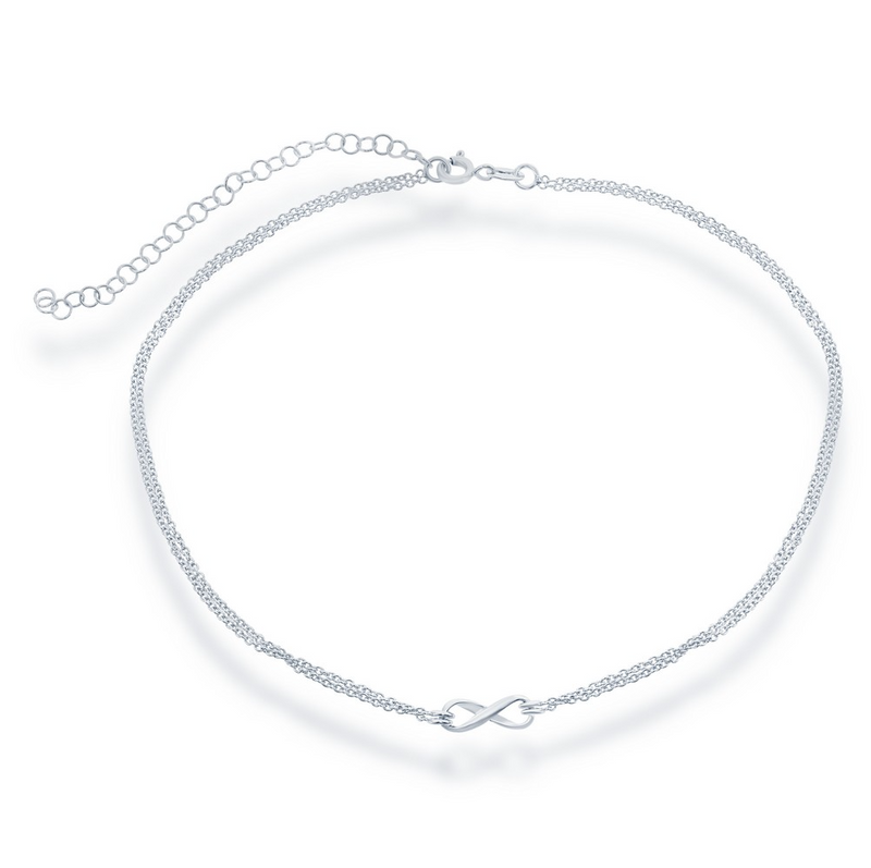 Sterling Silver Double Strand Center Infinity Choker
