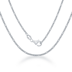 Sterling Silver Rectangle and Circle Open Link Chain - Rhodium Plated 18"