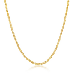 Sterling Silver 1.5mm Rope Chain - Gold Plated 20"