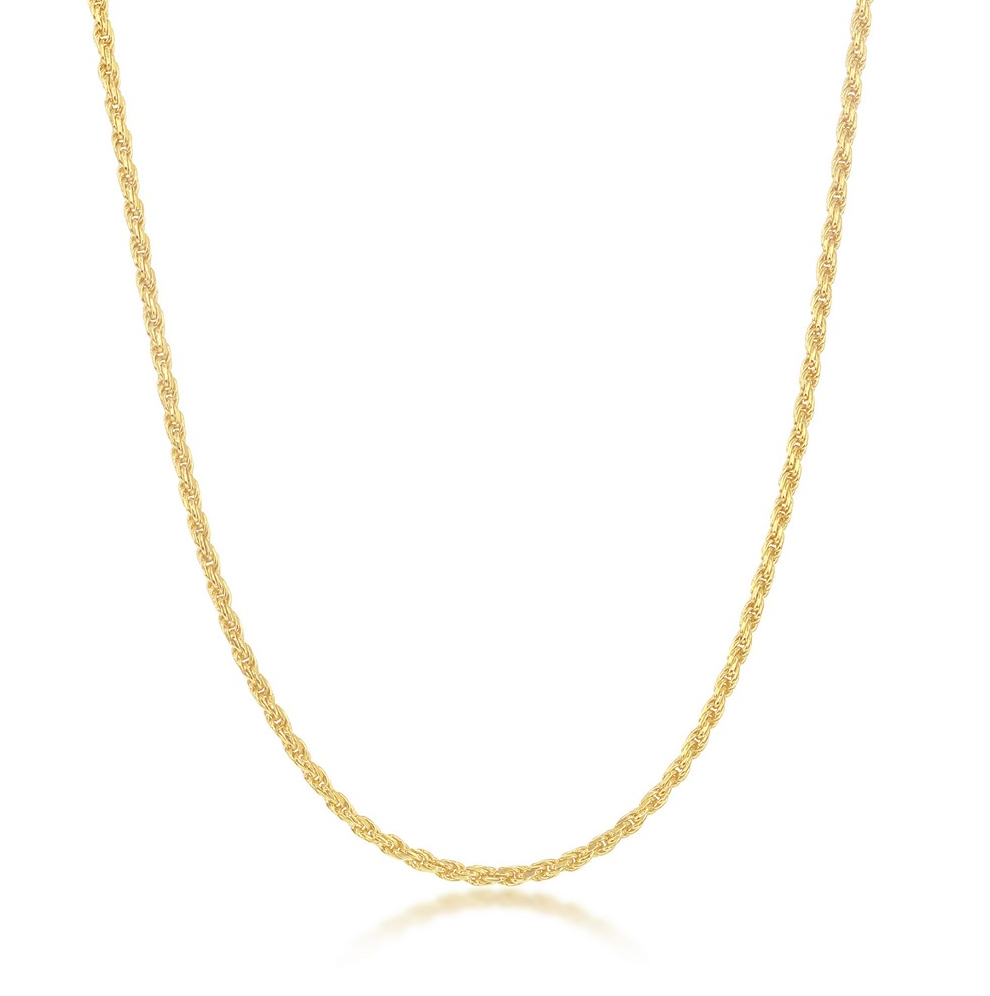 Sterling Silver 2.3mm Rope Chain - Gold Plated 18"