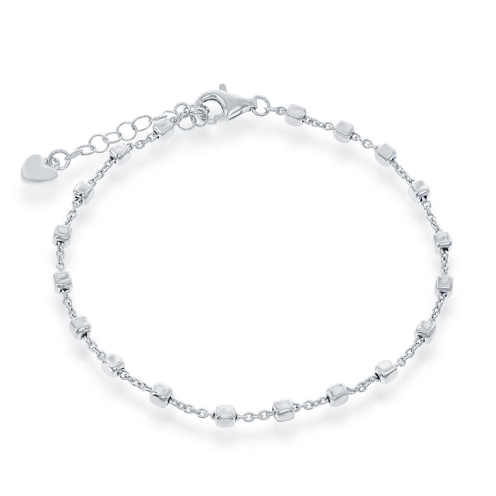 Sterling Silver Small Square Bead Bracelet