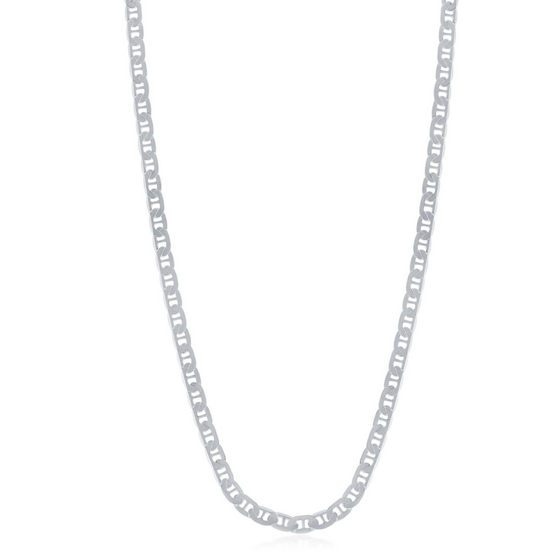 Sterling Silver 3.5mm Flat Marina Chain - Rhodium Plated