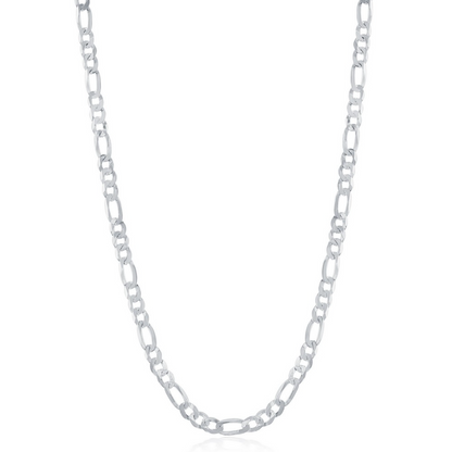Sterling Silver 3.3mm Figaro Chain - Rhodium Plated