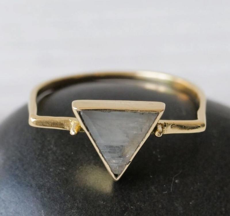 Triangle Moonstone Ring