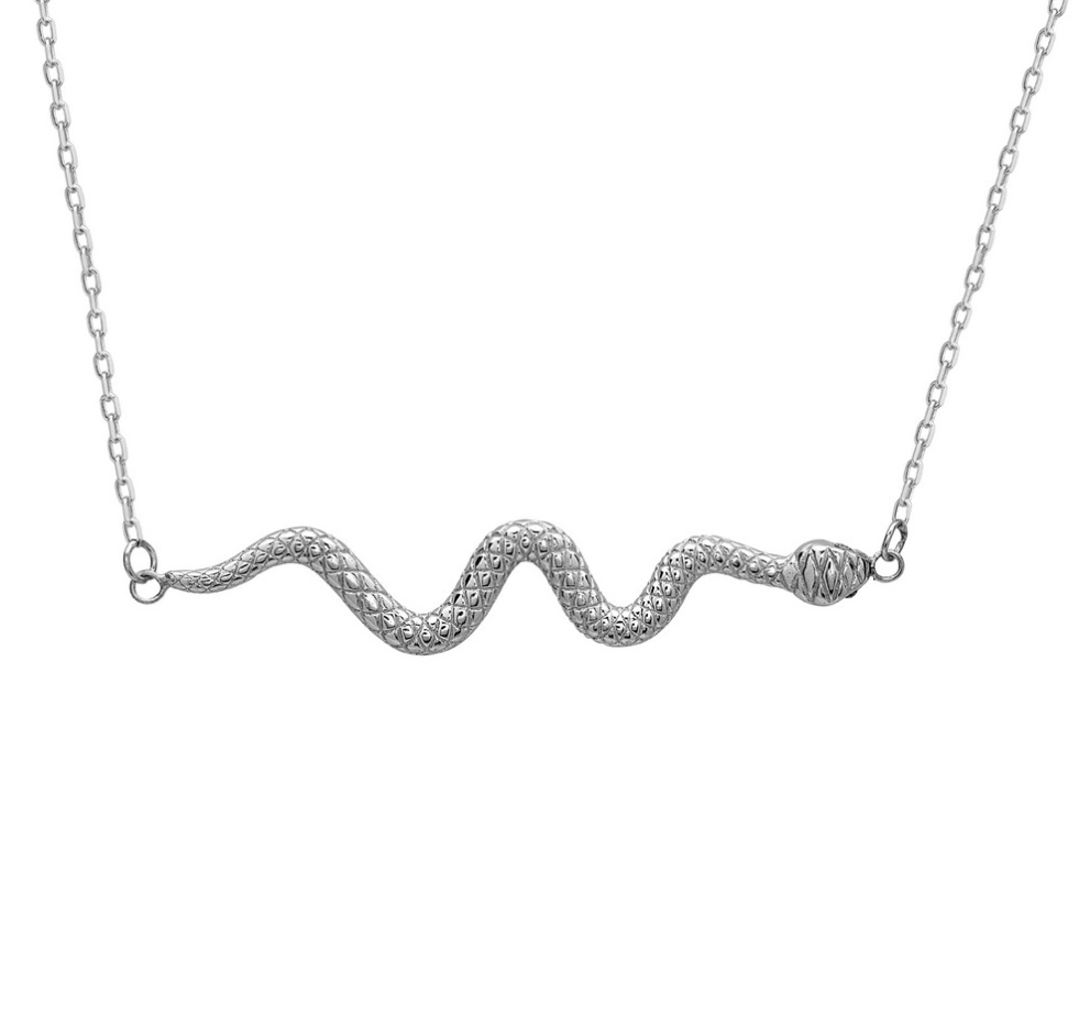 Stelring Silver Diamond Cut Snake Necklace