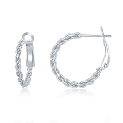 Sterling Silver 20mm Rope Design Hoop Earrings