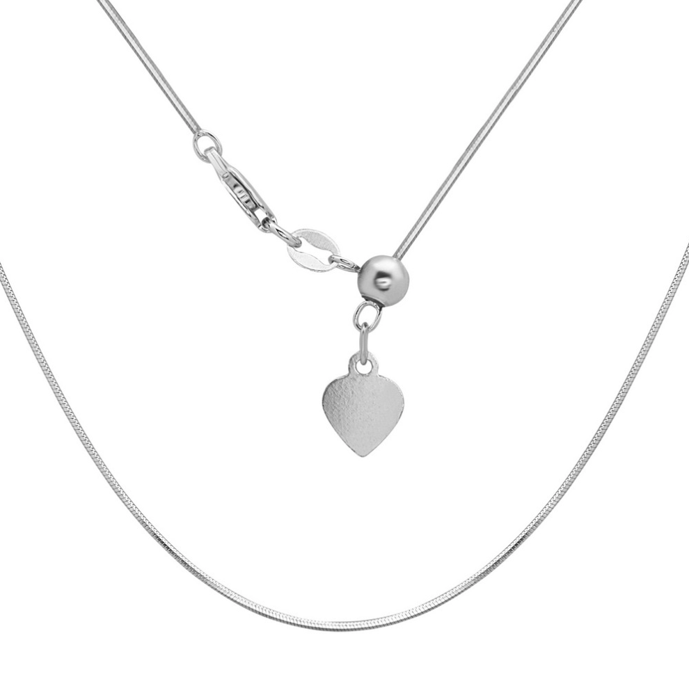 Sterling Silver Adjustable Square Snake Chain - Rhodium Plated