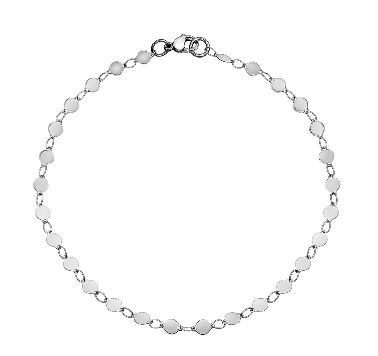 Steel Shiny Round Disc Anklet/Necklace 10"