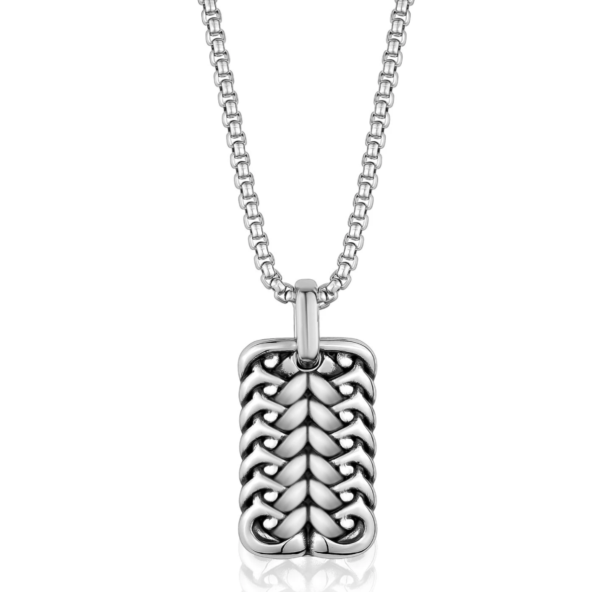Stainless Steel Detailed Dog Tag w/ 26" Chain