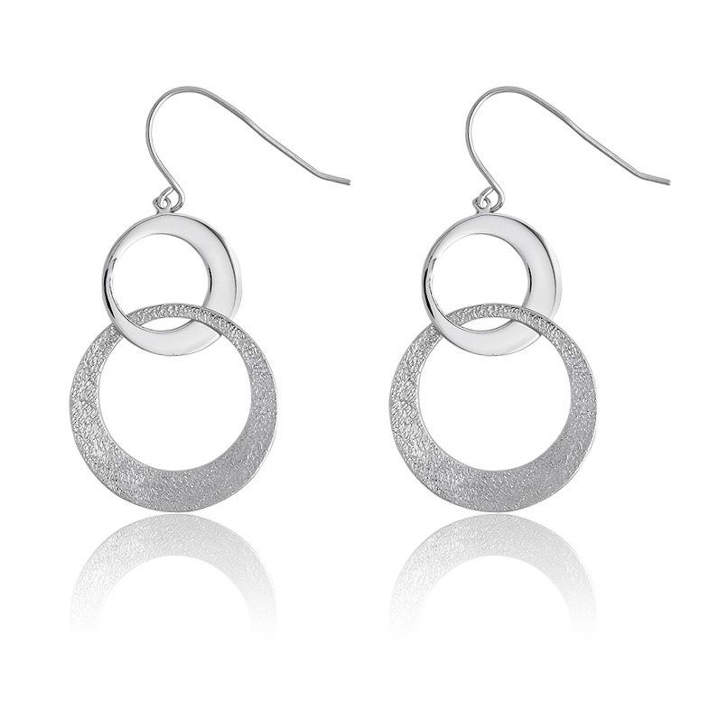 Sterling Silver Alternating, Interlinked Circle Earrings