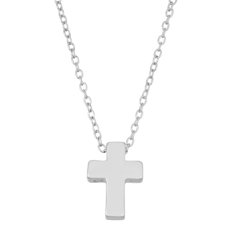 Sterling Silver Small Shiny Cross Necklace