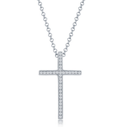 Sterling Silver Micro Pave Cross Pendant