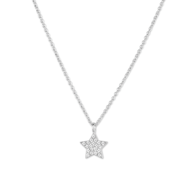 Sterling Silver Small Micro Pave Star Necklace