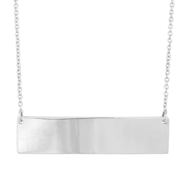 Sterling Silver Large Flat Bar Necklace