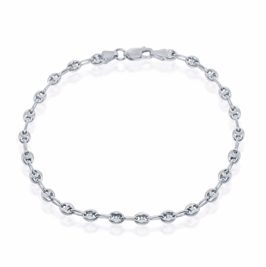 Sterling Silver 4mm Puffed Marina Anklet
