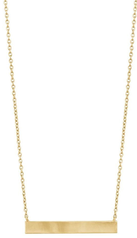 Sterling Silver Plain Sideways Bar Necklace - Gold Plated