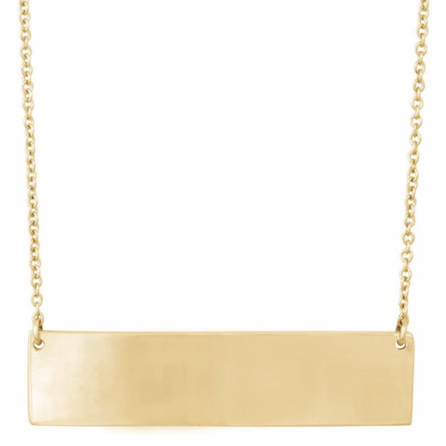 Sterling Silver Large Flat Bar Necklace - Gold Plated