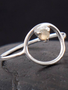 Sterling Silver Opal Circle Ring