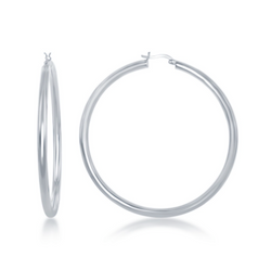 4x70mm High Polished Hoop Earrings
