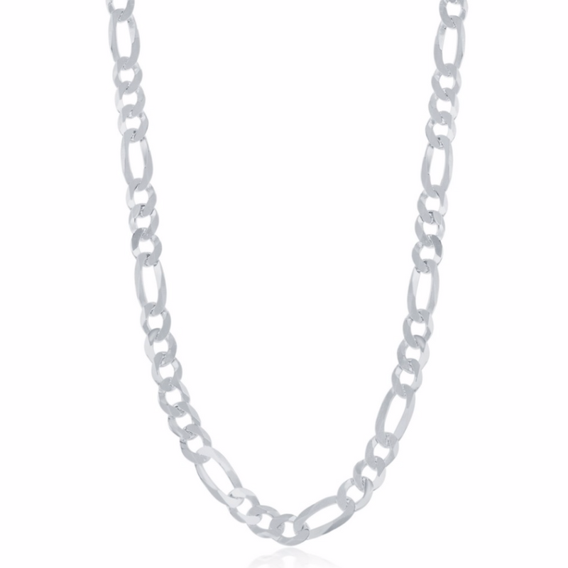 Sterling Silver 5.8mm Figaro Chain -Rhodium Plated