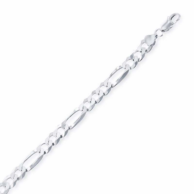 Sterling Silver 5.8mm Figaro Chain -Rhodium Plated