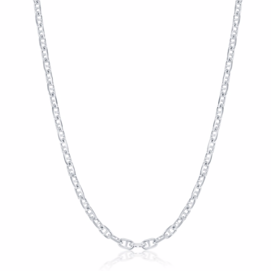 Sterling Silver 3.6mm Anchor Marina Chain - Rhodium Plated