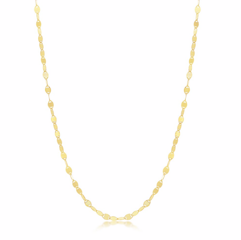 Sterling Silver Flat Mirror Oval Chain - Gold Plated 20"