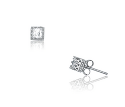 Sterling Silver Small Square Stud Earrings