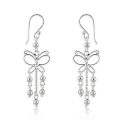 Sterling Silver Butterfly w/ Beads Earrings
