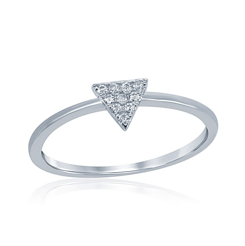 Sterling Silver Small CZ Triangle Ring