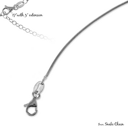 Sterling Silver 1mm Snake Chain - Rhodium Plated