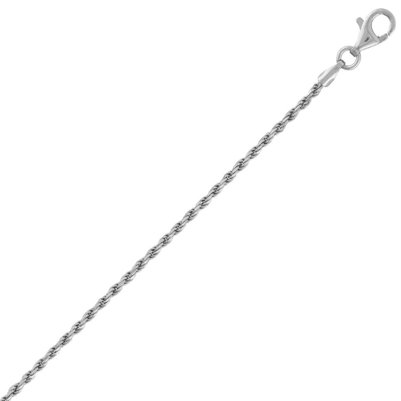 Classic Of NY | Sterling Silver 2mm Rhodium Rope Chain - Rhodium Plated