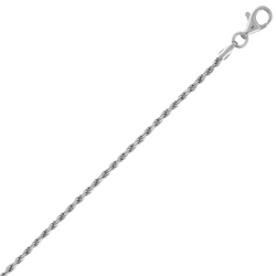 Sterling Silver 2mm Rhodium Rope Chain - Rhodium Plated