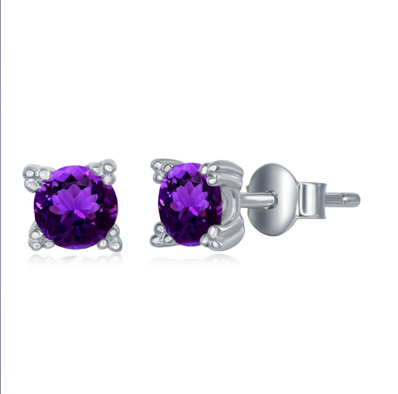 Four-Prong 5MM Round Gemstone, Stud Earrings