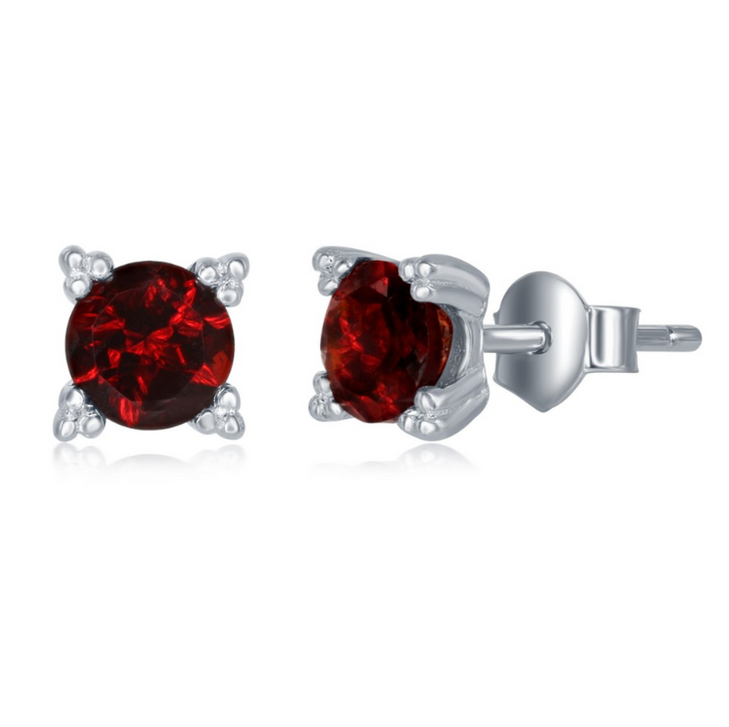 Four-Prong 5MM Round Gemstone, Stud Earrings