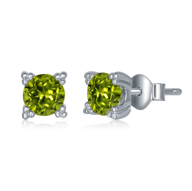 Four-Prong 5MM Round Gemstone, Stud Earrings