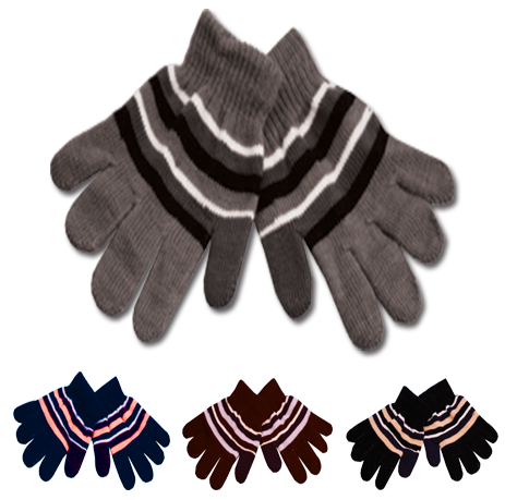 Kid's Knit Striped Gloves