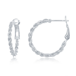 Sterling Silver Rope Design Hoop Earrings