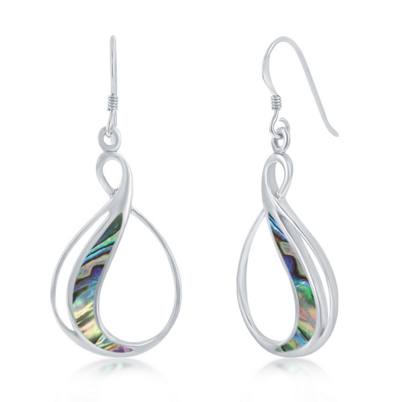 Sterling Silver Pear-shaped Abalone Earrings