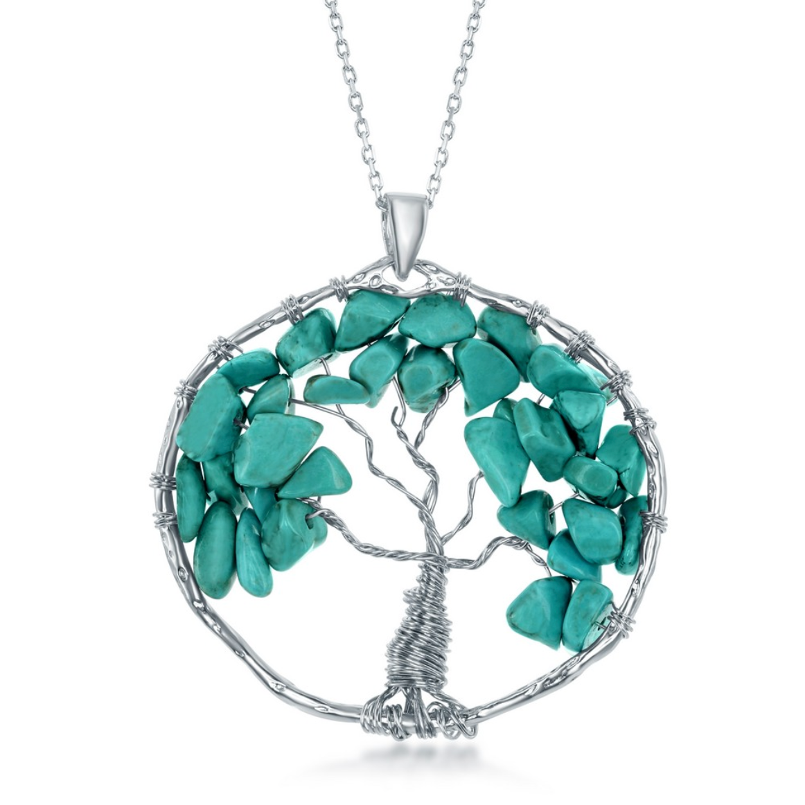 Sterling Silver Turquoise Beads Tree of Life Pendant
