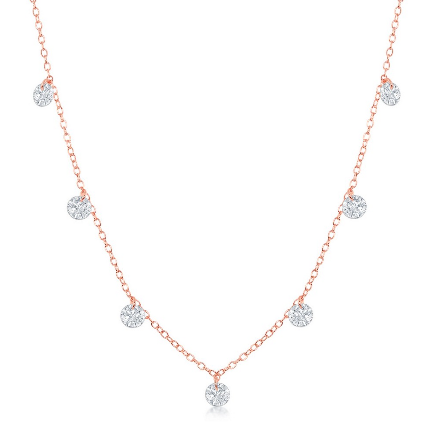 Sterling Silver with Hanging CZ's Necklace