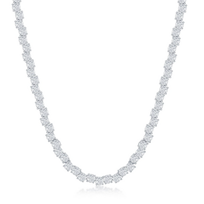 Classic Of NY | Sterling Silver Round Zig-Zag 4MM Cubic Zirconia Tennis Necklace