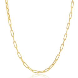 Sterling Silver 2.8mm Paper Clip Linked Chain - Gold Plated 18"
