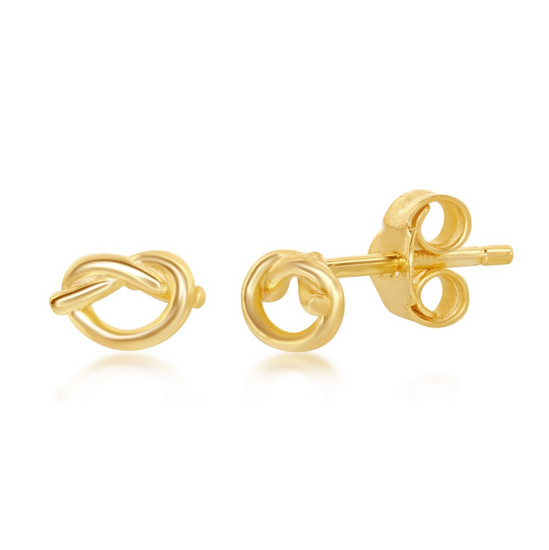 Sterling Silver Gold Plated Love Knot Stud Earrings